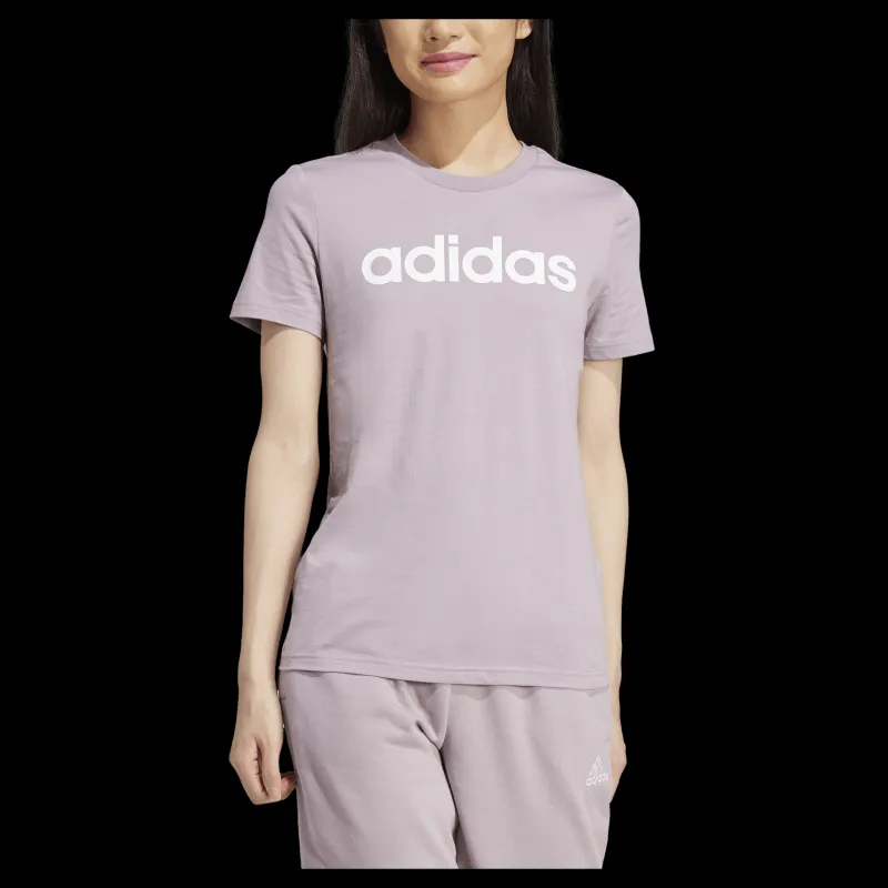 adidas Essentials Slim Logo T-Shirt Preloved Fig / White Lila