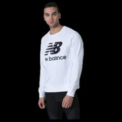 New Balance Essentials Stacked Logo Crew White/Black Vit och Svart Hot