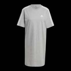 Hot adidas Essentials 3-Stripes Single Jersey Boyfriend Tee Dress Medium Grey Heather / White Grå