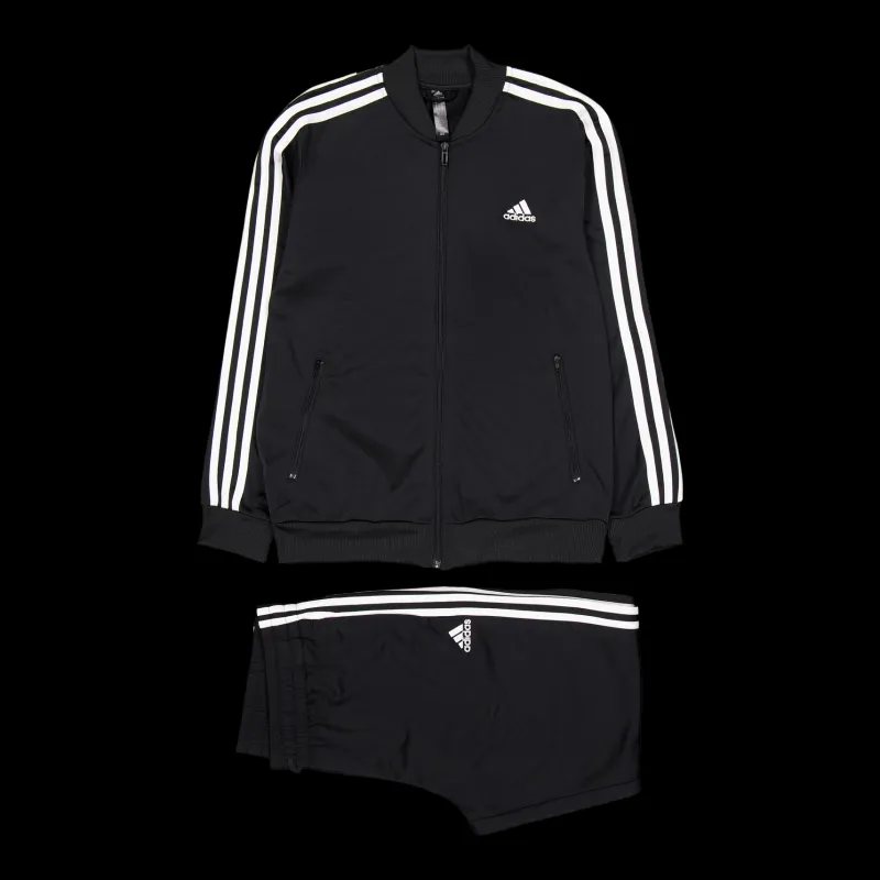 adidas Essentials 3-Stripes Tracksuit Black Svart New