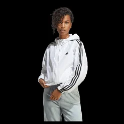 adidas Essentials 3-Stripes Woven Windbreaker White Vit New