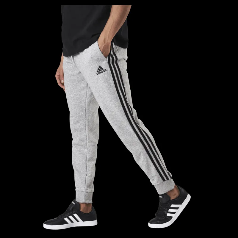 New adidas Essentials Tapered Cuff 3 Stripes Pants Medium Grey Heather / Black Grå