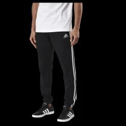 adidas Essentials Tapered Elasticcuff 3 Stripes Pant Black / White Svart Outlet
