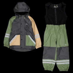 Lindberg Fagerhult Rain Set, Fleece Anth/green Flerfärgad