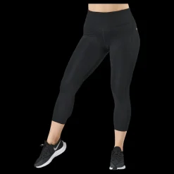 Nike Fast Women's Mid-Rise Crop Running Leggings BLACK/REFLECTIVE SILV Svart Online