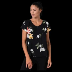Only First One Ss Aop Top Black Svart Outlet