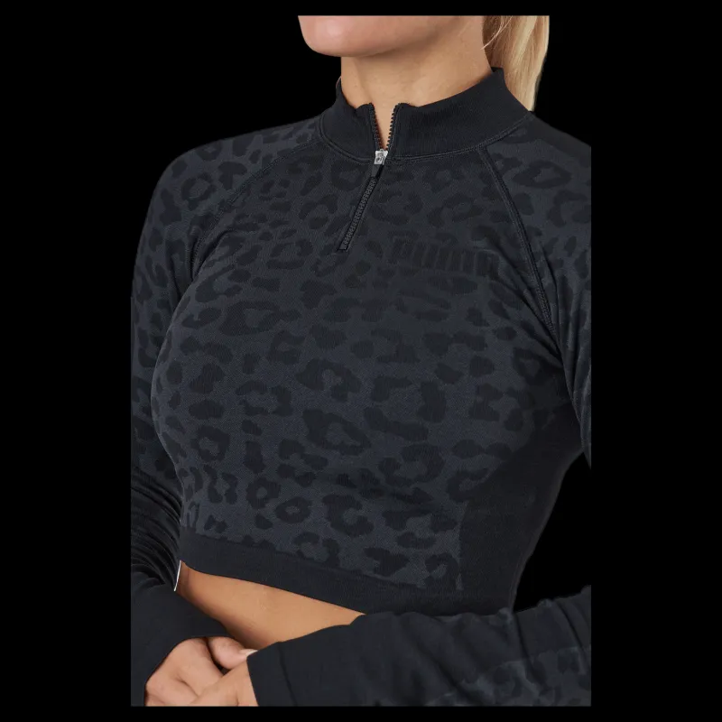Puma Formknit Seamless Cropped 1/4 Black-leopard Print Grå Discount