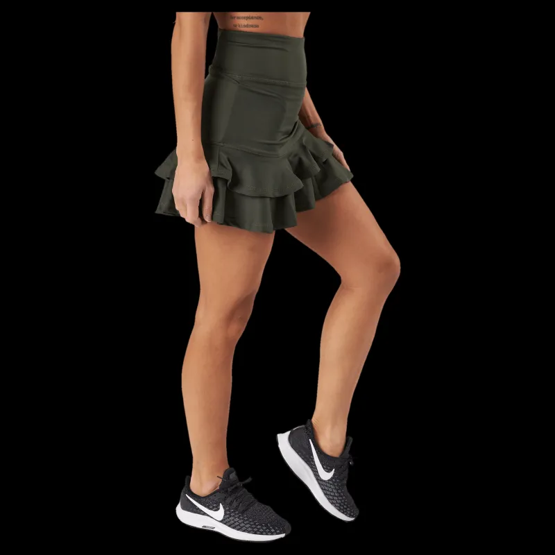 Discount BOW19 Frida Frill Skirt Army Svart