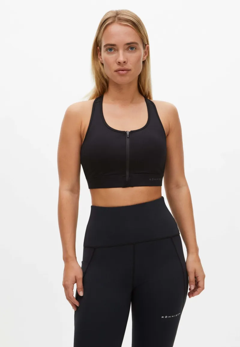 Discount Röhnisch Front Zip Sportsbra Black Svart