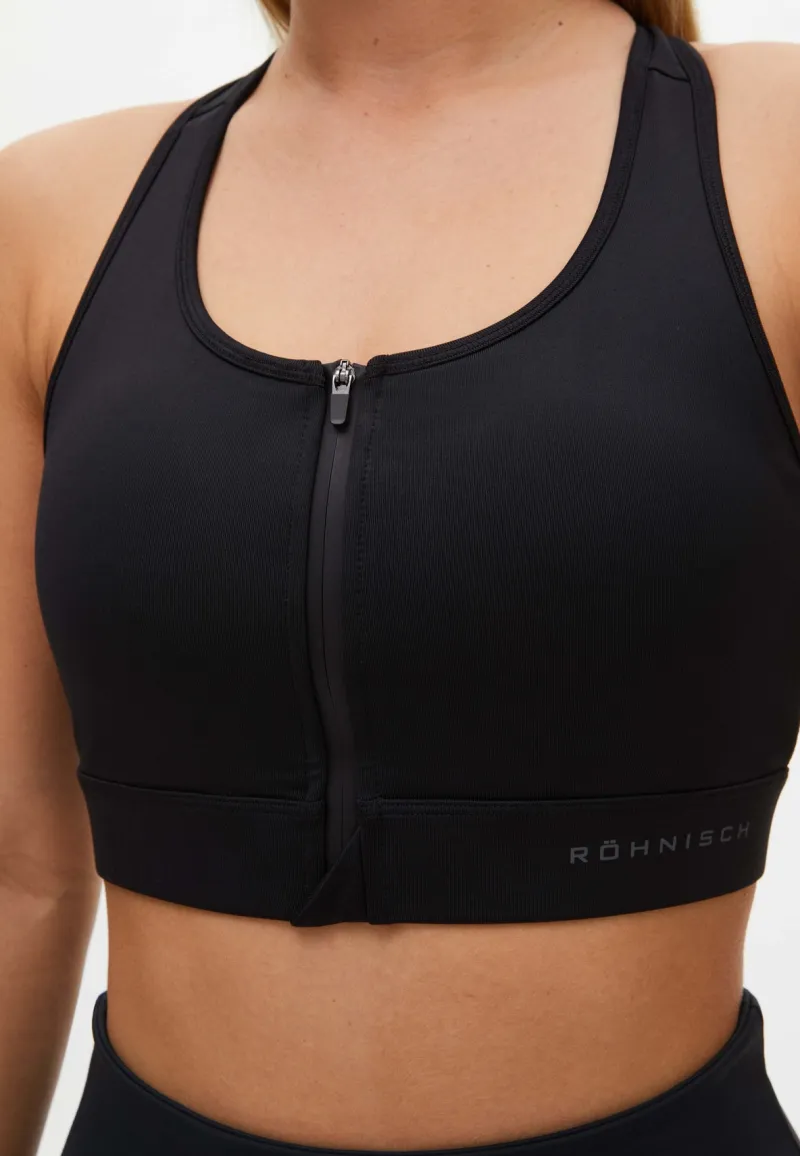 Discount Röhnisch Front Zip Sportsbra Black Svart