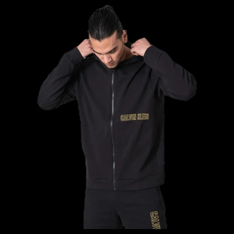 Clearance Calvin Klein Full Zip Hooded Jacket Black Svart