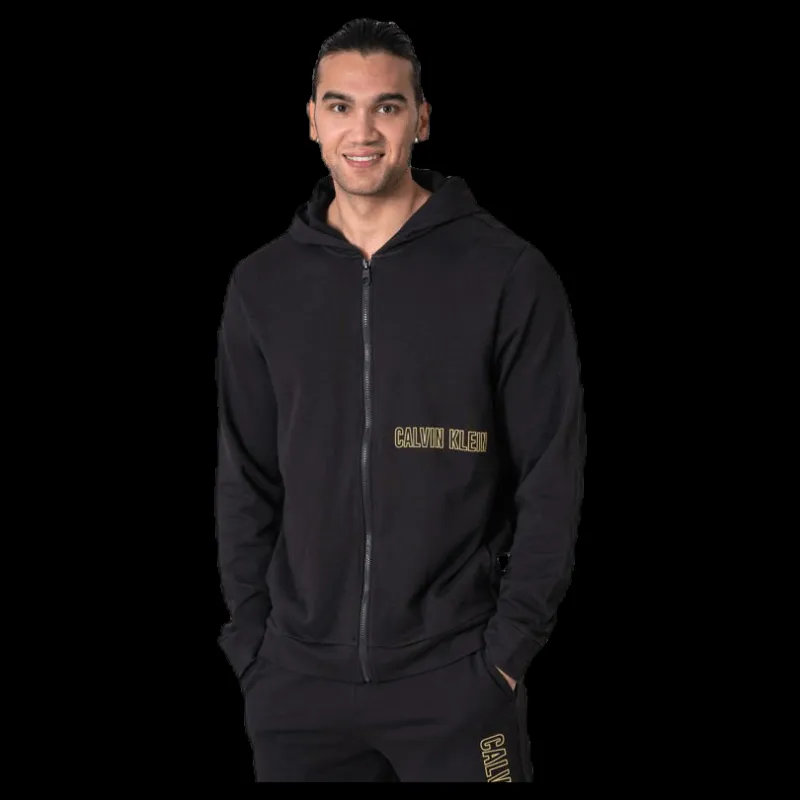 Clearance Calvin Klein Full Zip Hooded Jacket Black Svart