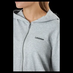 Hot Calvin Klein Full Zip Hoodie Grey Heather Grå