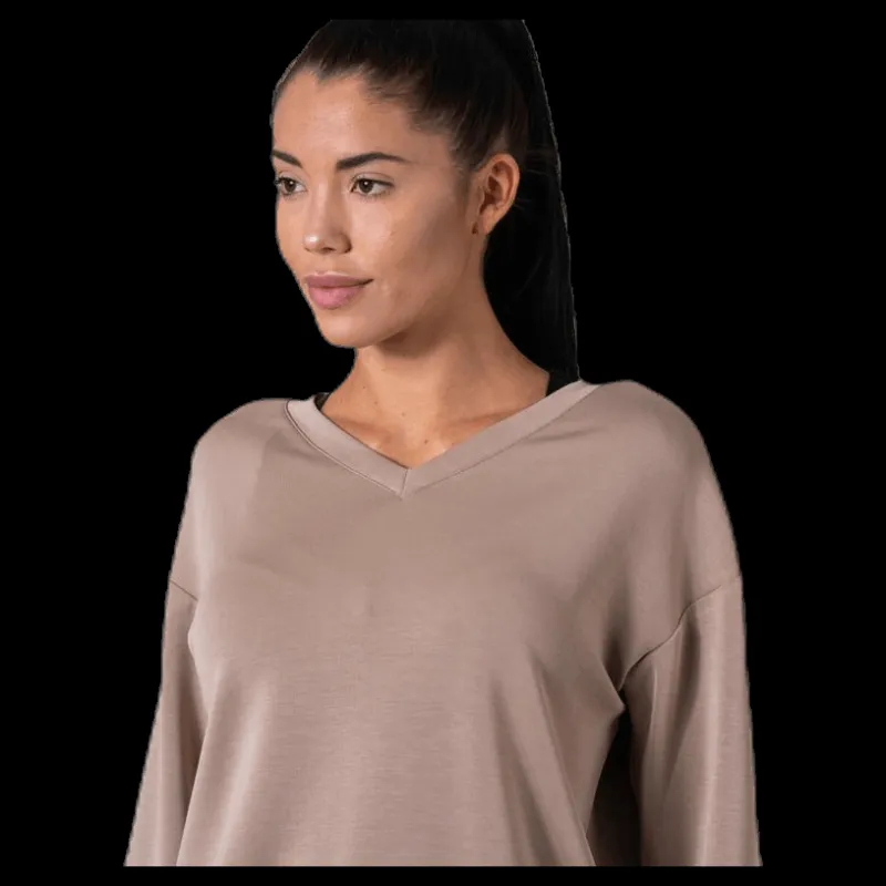 Clearance Only Gaia L/S V-Neck Top Swt White Vit