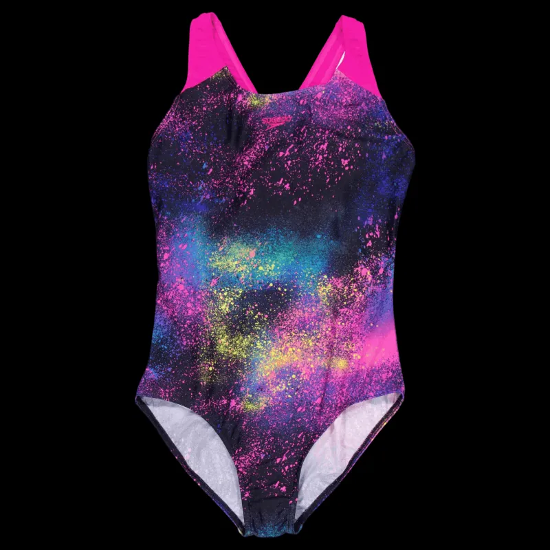 Speedo Girls Digital Allover Splashba Black/pink Lila