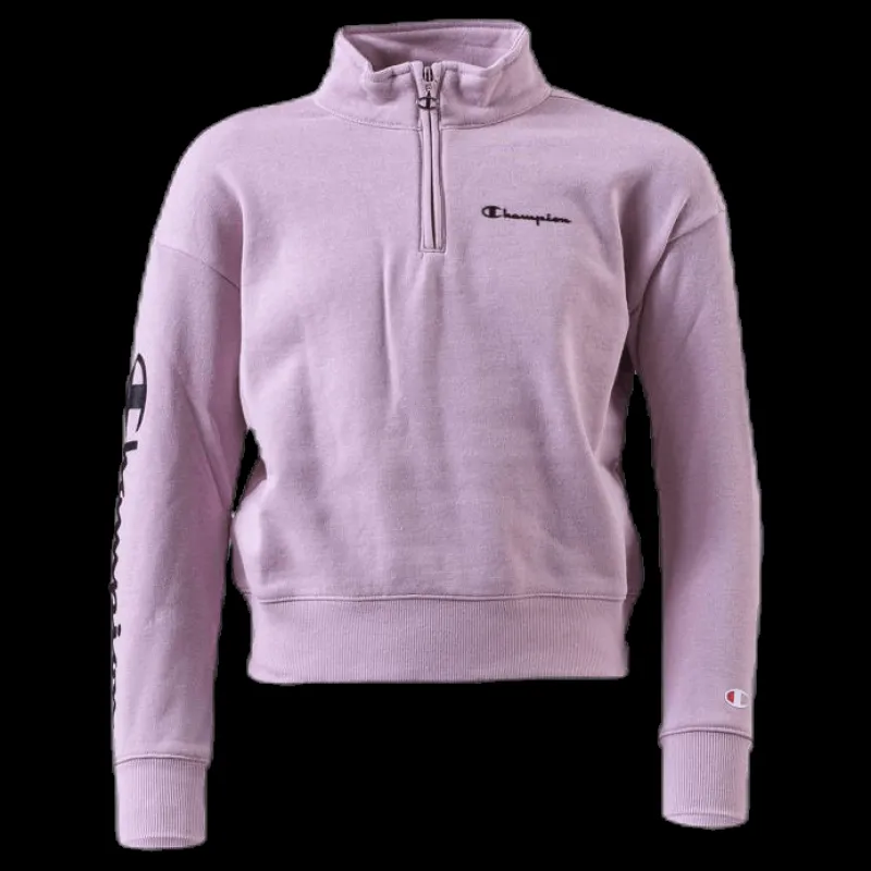 Online Champion Girls Half Zip Sweatshirt Pink Rosa