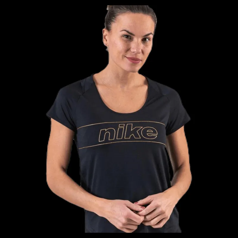 Nike Glam Top SS 10K Black/Gold Svart Best