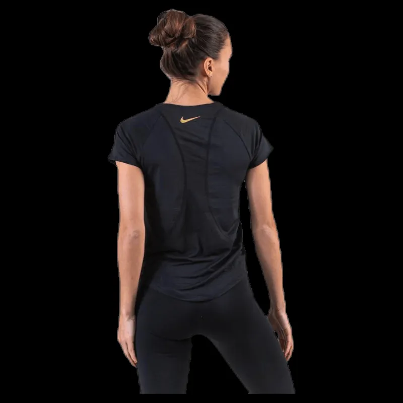 Nike Glam Top SS 10K Black/Gold Svart Best