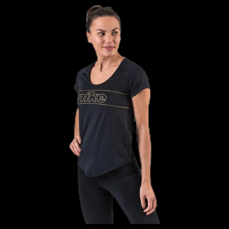 Nike Glam Top SS 10K Black/Gold Svart Best