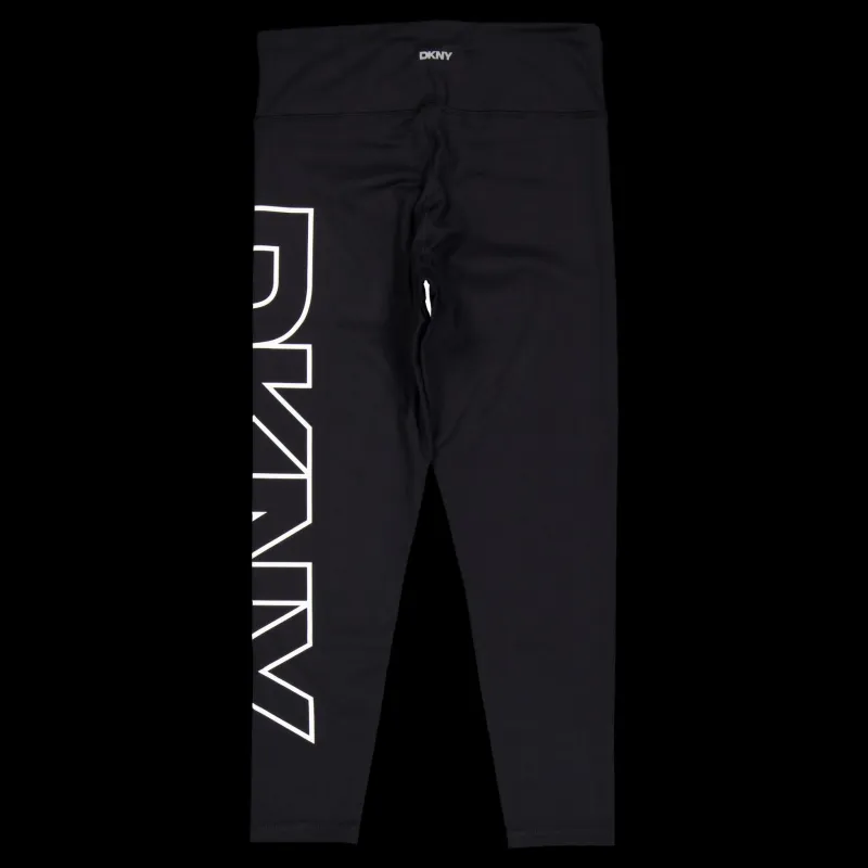 DKNY Sport High Waist 7/8 Exploded Logo L Black/ White Svart och Vit Discount