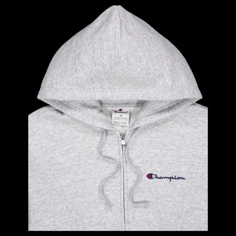 New Champion Hooded Full Zip Sweatshirt New Oxford Grey Melange Grå