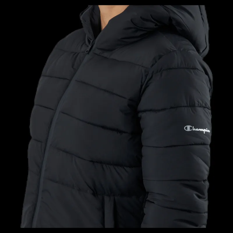Clearance Champion Hooded Polyfilled Jacket Black Svart