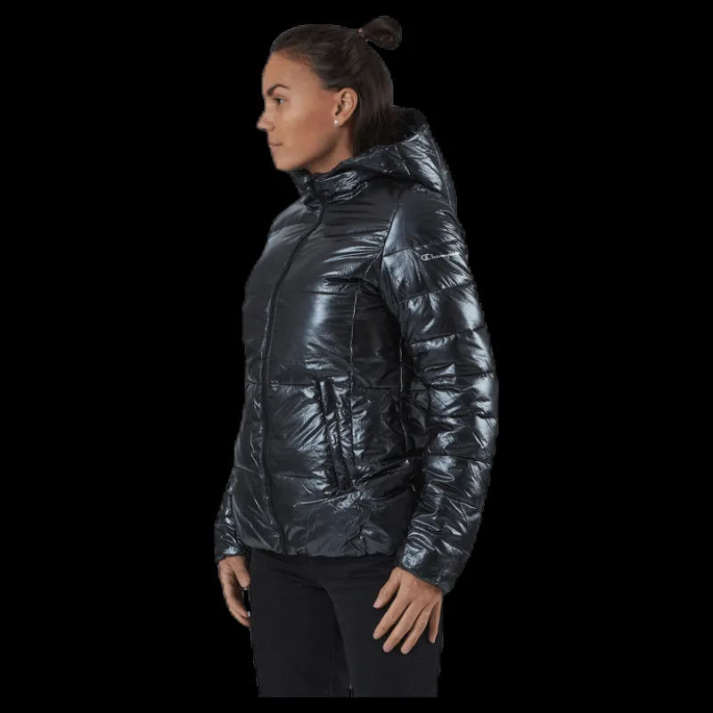 Champion Hooded Polyfilled Jacket Black Svart Best