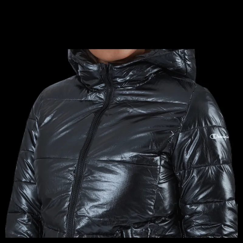 Champion Hooded Polyfilled Jacket Black Svart Best