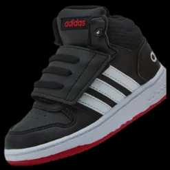 New adidas Hoops 2.0 Mid Shoes Core Black / Cloud White / Vivid Red Svart