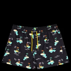 Happy Socks Island In The Sun Swim Shorts Black/multi Flerfärgad Sale