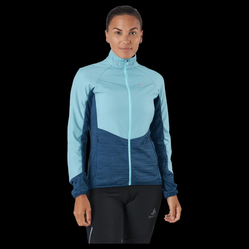 New Odlo Jacket Run Easy Warm Hybrid Blue Wing Teal - Polynya