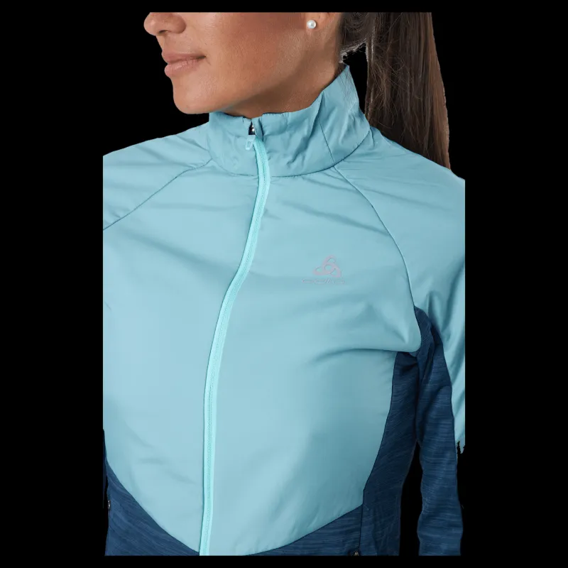 New Odlo Jacket Run Easy Warm Hybrid Blue Wing Teal - Polynya