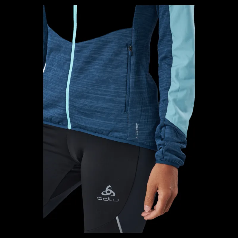 New Odlo Jacket Run Easy Warm Hybrid Blue Wing Teal - Polynya