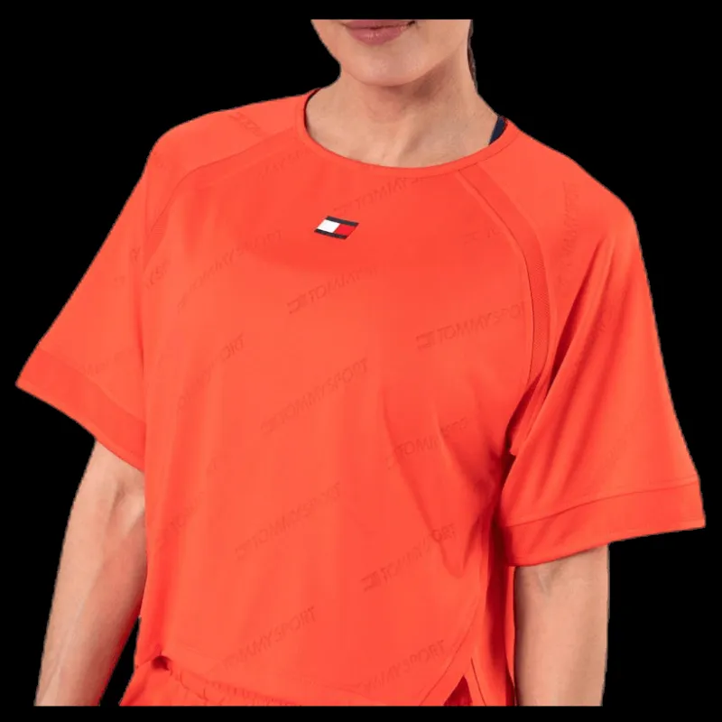 Tommy Hilfiger Sport Jacquard Performance Boxy Top Orange Best
