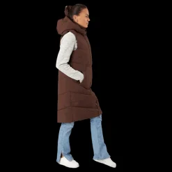 Pieces Jamilla Long Puffer Vest Chicory Coffee Hot