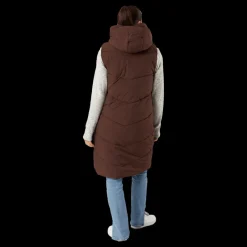 Pieces Jamilla Long Puffer Vest Chicory Coffee Hot