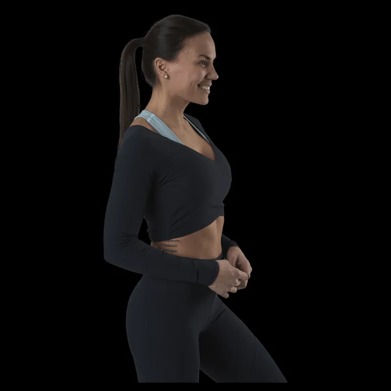Discount Only Play Jana Ls Train Crop Top Blue Blå