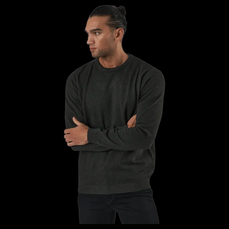 Clearance Jack & Jones Jjebasic Knit Crew Neck Forest Night Svart