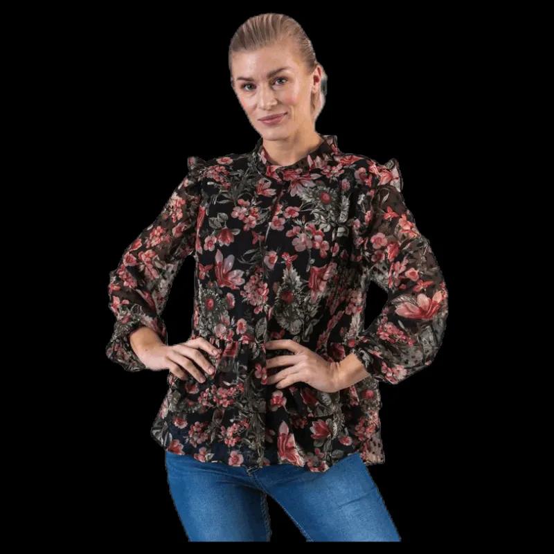 Pieces Joan Ls Top Black Svart Online