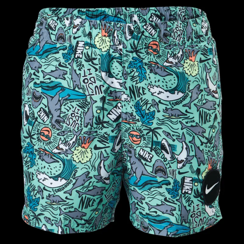 Nike Swim Junior 4" Volley Short AOP Green Flerfärgad New