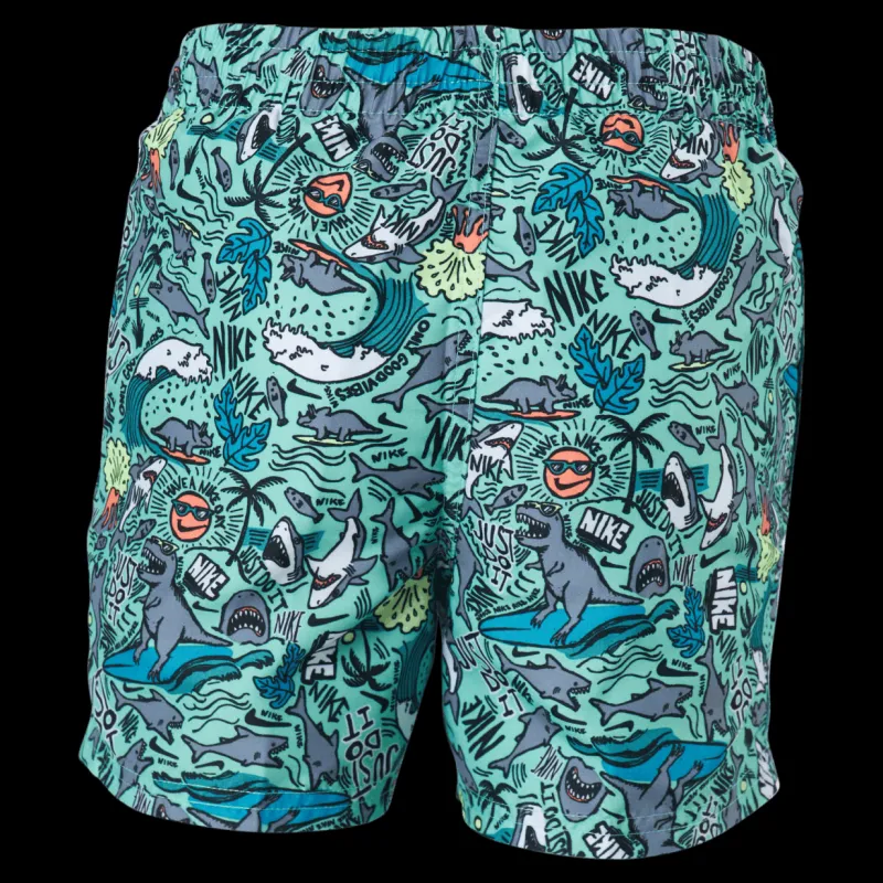 Nike Swim Junior 4" Volley Short AOP Green Flerfärgad New