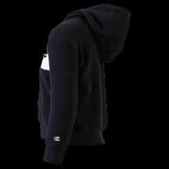 Discount Champion Junior Hooded Polar Fleece Black Svart