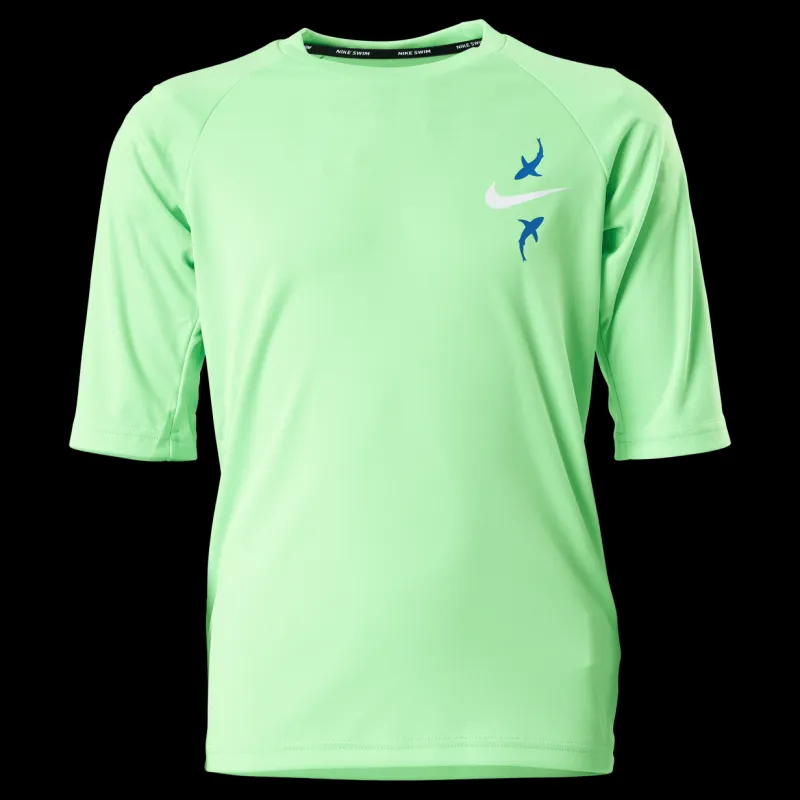Nike Swim Junior Short Sleeve Hydroguard Shark Green Grön New