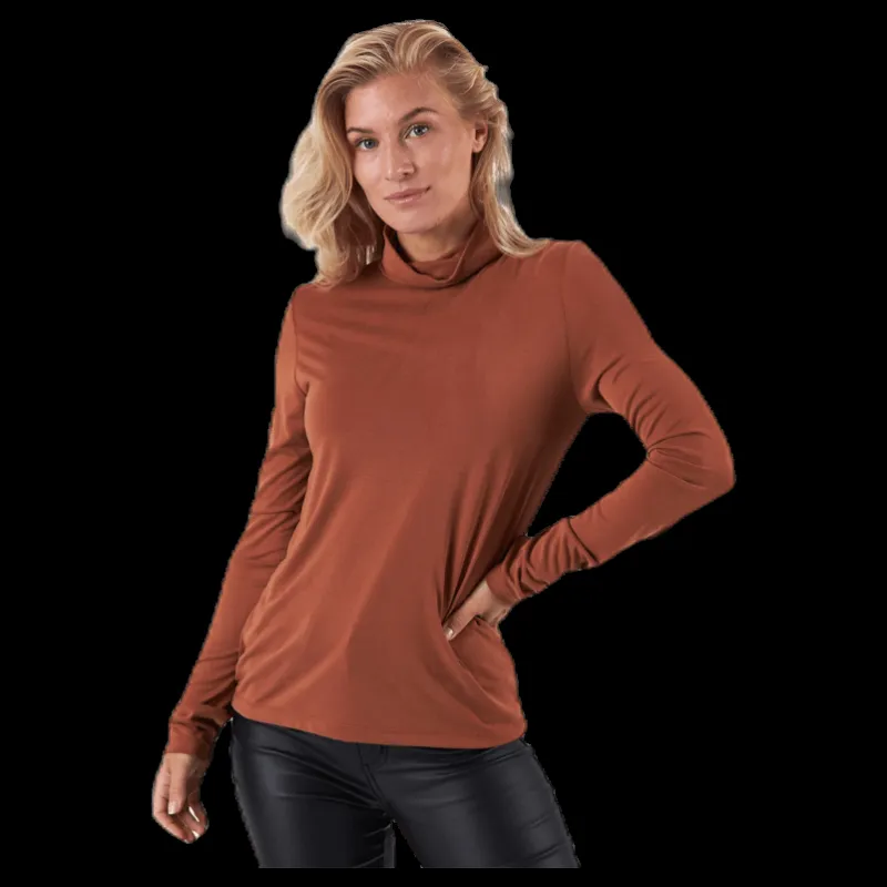 Pieces Kamala Ls Rollneck Top Brown Brun Outlet