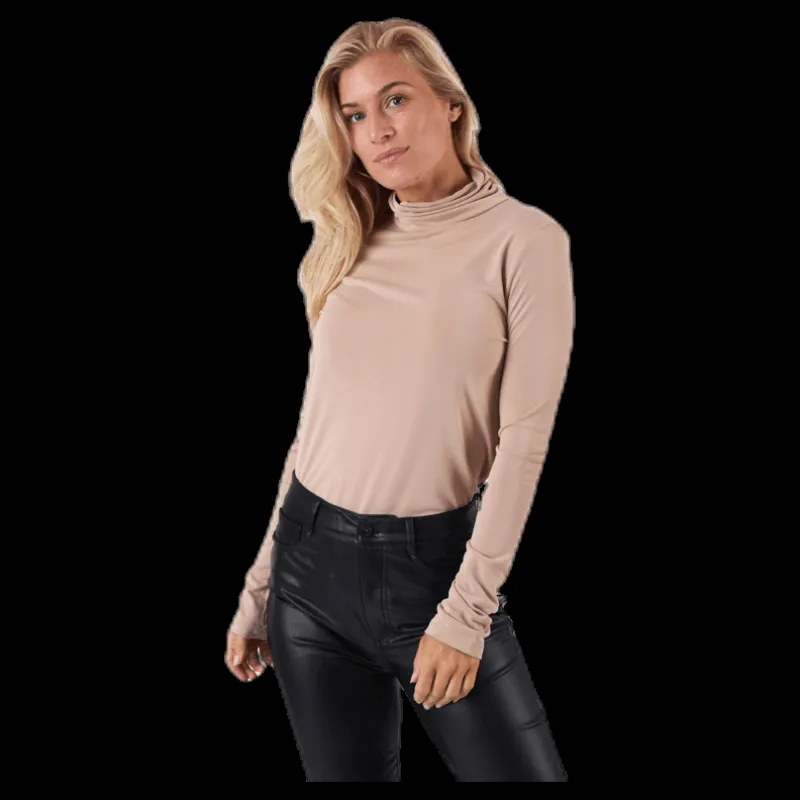Pieces Kamala Ls Rollneck Top Beige