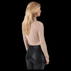 Pieces Kamala Ls Rollneck Top Beige