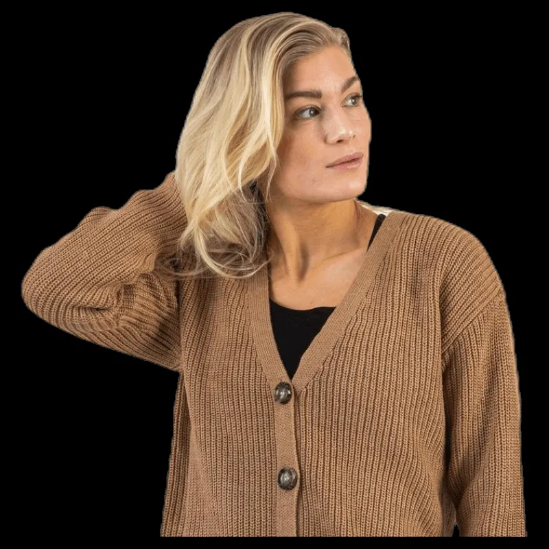 Outlet Pieces Karie Ls Knit Cardigan Beige