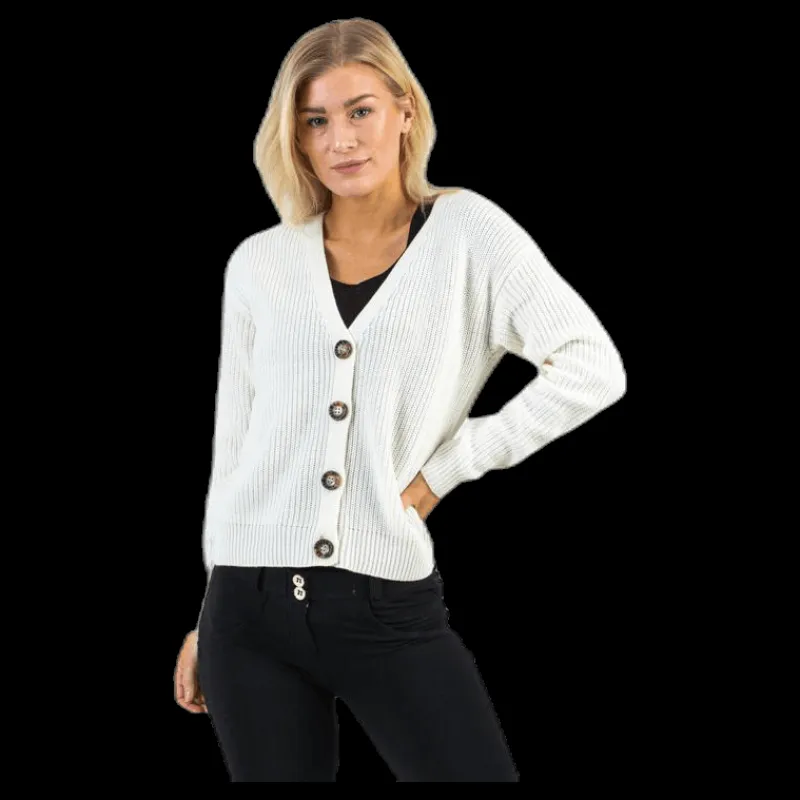 Pieces Karie Ls Knit Cardigan White Vit Outlet