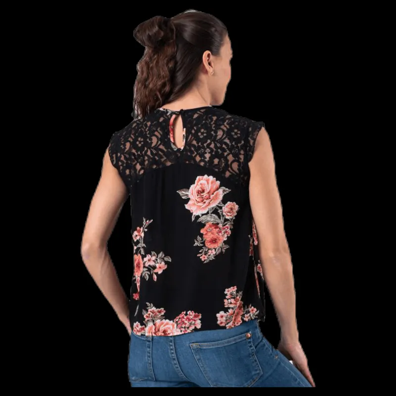 Hot Only Karmen S/L Top Aop Wvn Black Svart