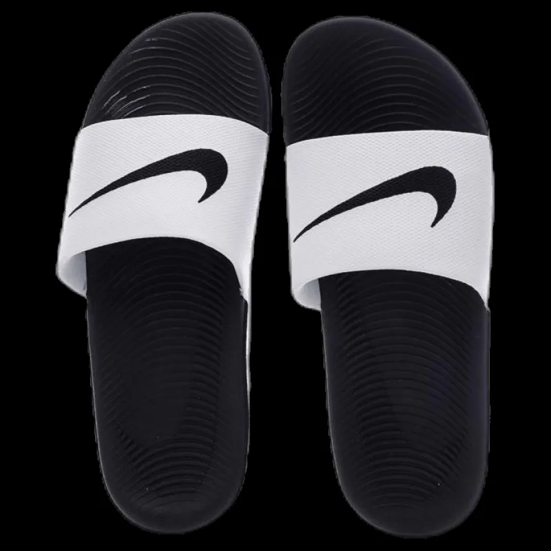 Nike Kawa Little/Big Kids' Slides WHITE/BLACK Vit Sale